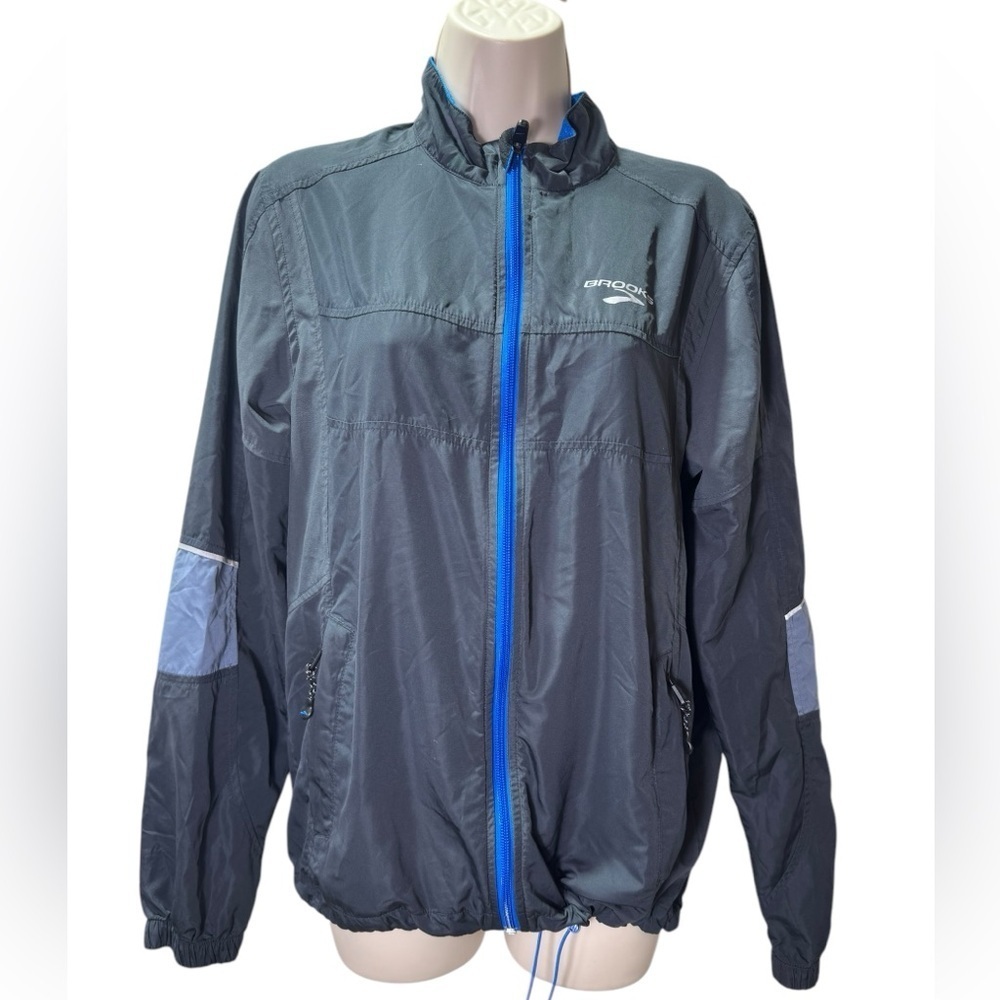 Brooks Shelter Tech Running Jacket Gray Blue Breathable Small Unisex - Picture 6 of 13